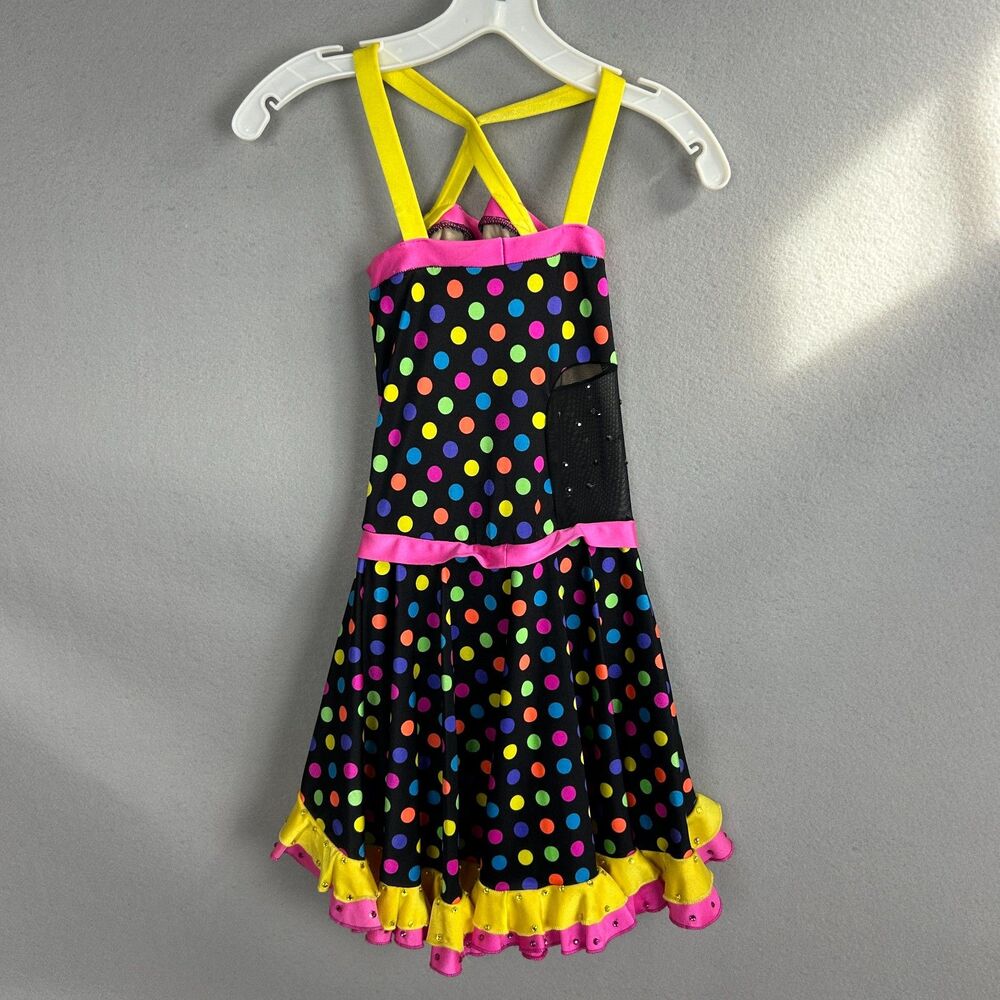 Polka Dot Kids Jazz Dance Costume Size Child Large Multicolor Stage Performance